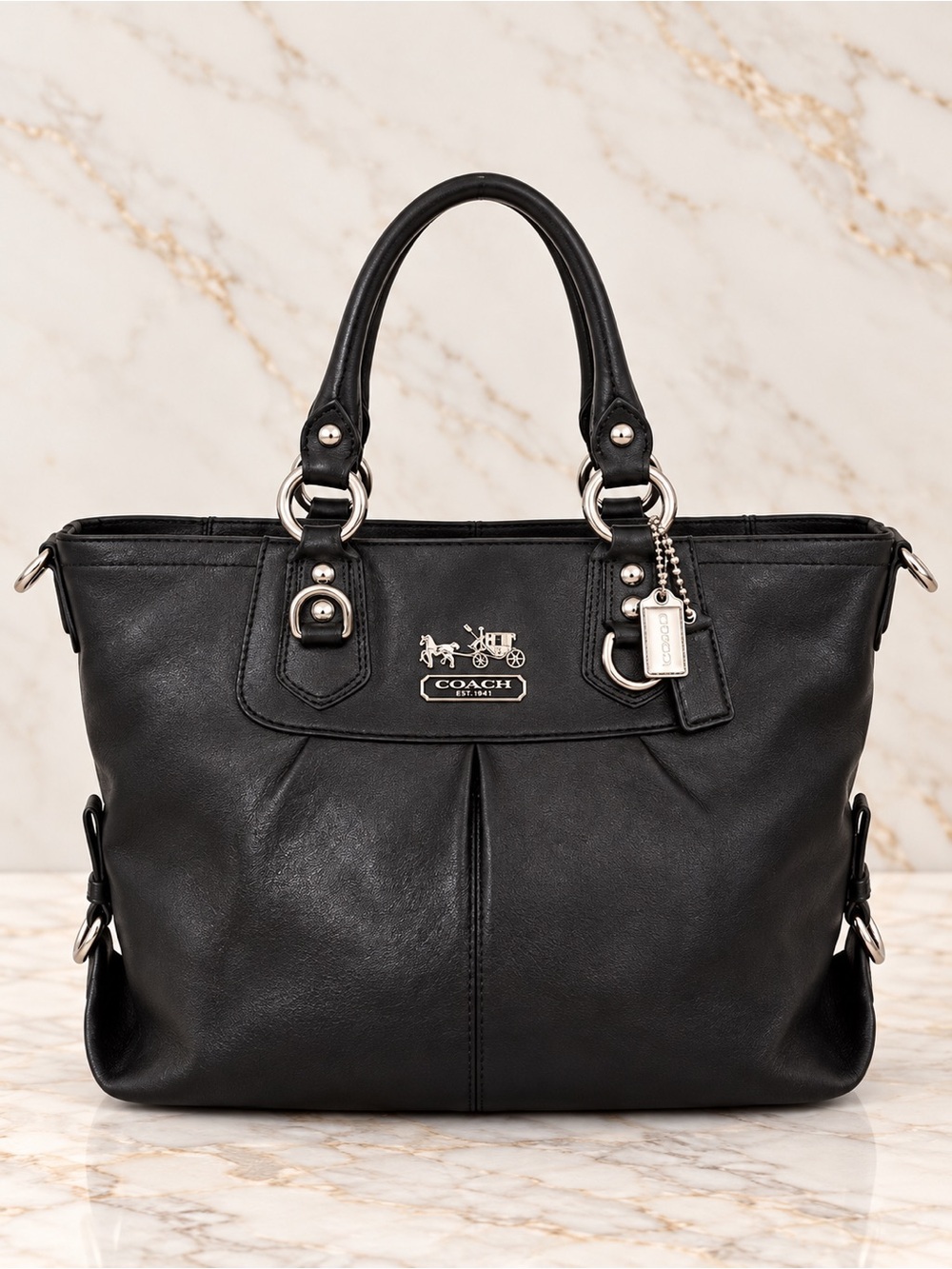 Coach Madison Black Leather hobo Tote Satchel Bag 12935